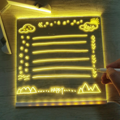 🌟 Custom LED Acrylic Message Board – Erasable Night Light & Kids Drawing Lamp ✨🎨