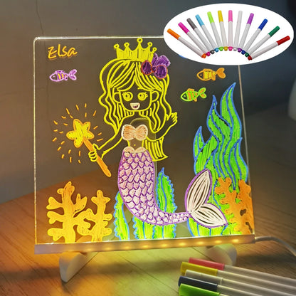 🌟 Custom LED Acrylic Message Board – Erasable Night Light & Kids Drawing Lamp ✨🎨