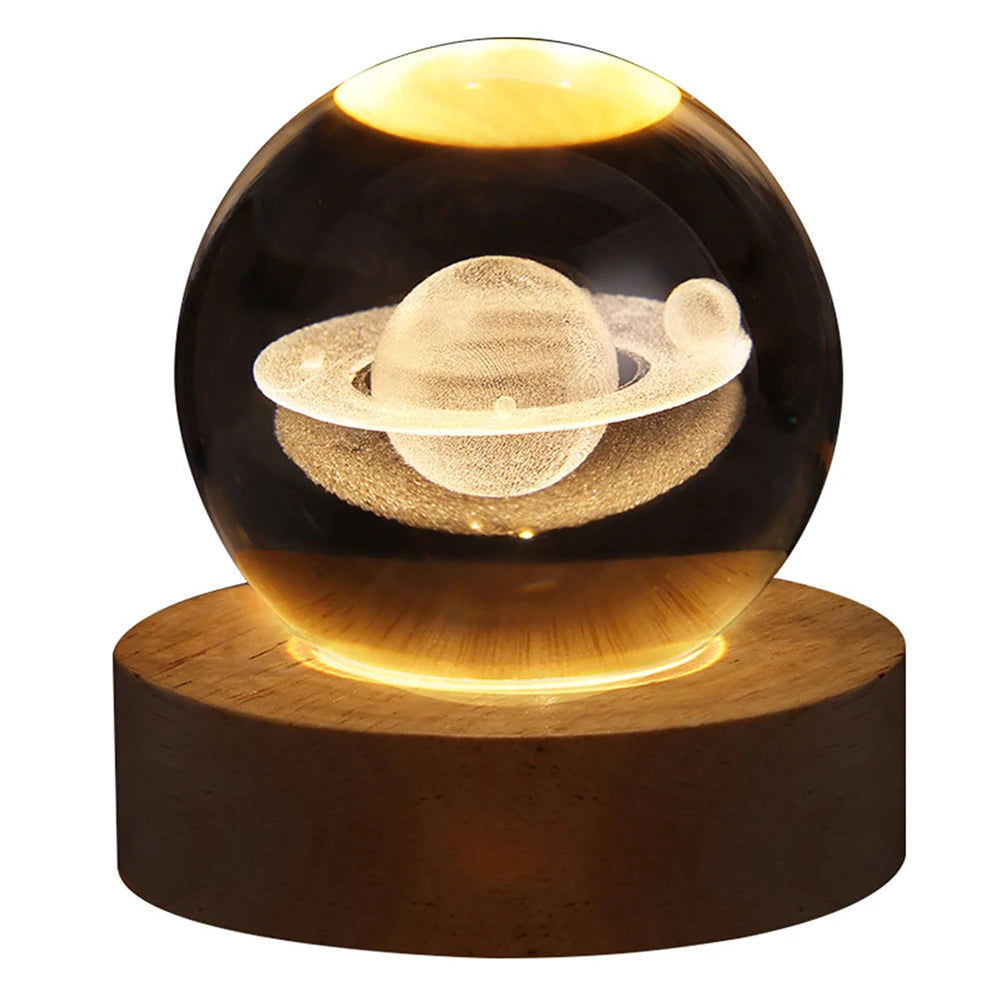 🌙 USB LED Crystal Ball Lamp 🌟 – 3D Moon & Galaxy Night Light for Home, Parties & Kids 🎉