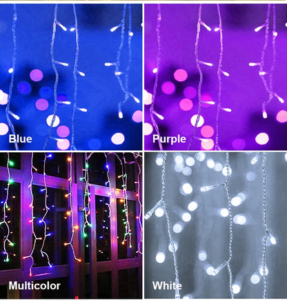 🎄 AC LED Curtain Icicle String Lights – 5m Christmas Garland for Outdoor & Holiday Décor ✨