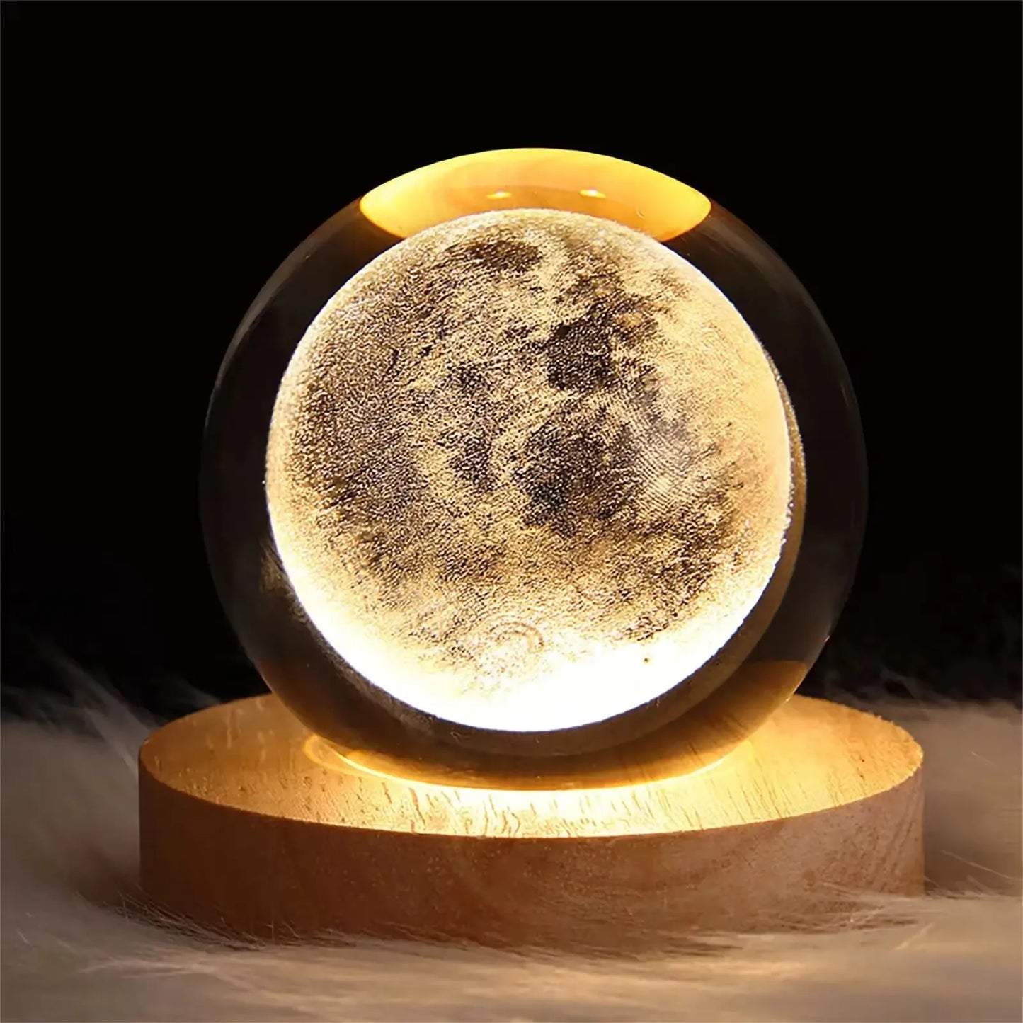 🌙 USB LED Crystal Ball Lamp 🌟 – 3D Moon & Galaxy Night Light for Home, Parties & Kids 🎉