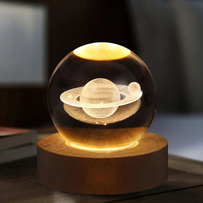 🌙 USB LED Crystal Ball Lamp 🌟 – 3D Moon & Galaxy Night Light for Home, Parties & Kids 🎉