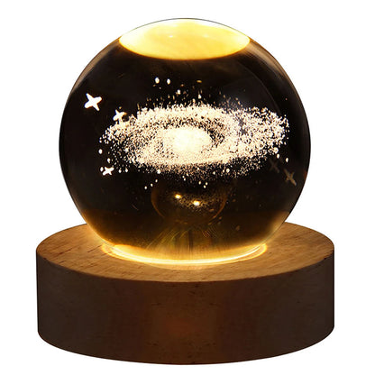 🌙 USB LED Crystal Ball Lamp 🌟 – 3D Moon & Galaxy Night Light for Home, Parties & Kids 🎉