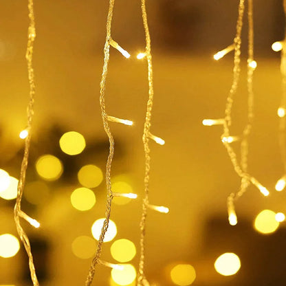 🎄 AC LED Curtain Icicle String Lights – 5m Christmas Garland for Outdoor & Holiday Décor ✨