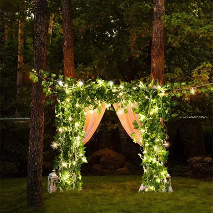 🌿 Silk Ivy Vine with LED String Lights ✨ – 2.3m Glowing Garland for Home & Wedding Decor 💫