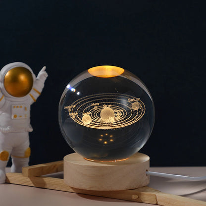 🌙 USB LED Crystal Ball Lamp 🌟 – 3D Moon & Galaxy Night Light for Home, Parties & Kids 🎉