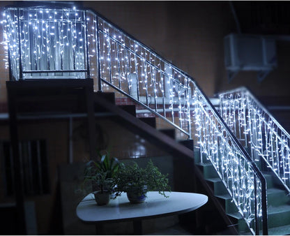 🎄 AC LED Curtain Icicle String Lights – 5m Christmas Garland for Outdoor & Holiday Décor ✨