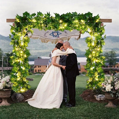 🌿 Silk Ivy Vine with LED String Lights ✨ – 2.3m Glowing Garland for Home & Wedding Decor 💫