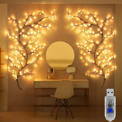 🌟 96-LED Bendable Willow Vine Lights 🌿 – Enchanting Rattan Tree 🌟 for a Cozy Glow ✨