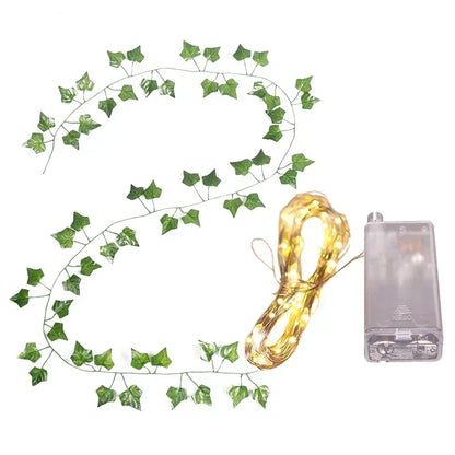 🌿 Silk Ivy Vine with LED String Lights ✨ – 2.3m Glowing Garland for Home & Wedding Decor 💫